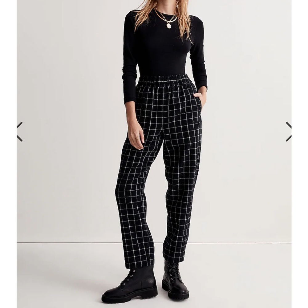 MADEWELL Huston Pull-On Tapered Pants in Plaid